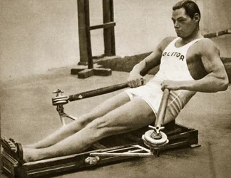 Johnny Weissmuller, the first man to swim 100m in under a minute, champion of the 1924 and 1928 Olympics, 1920s